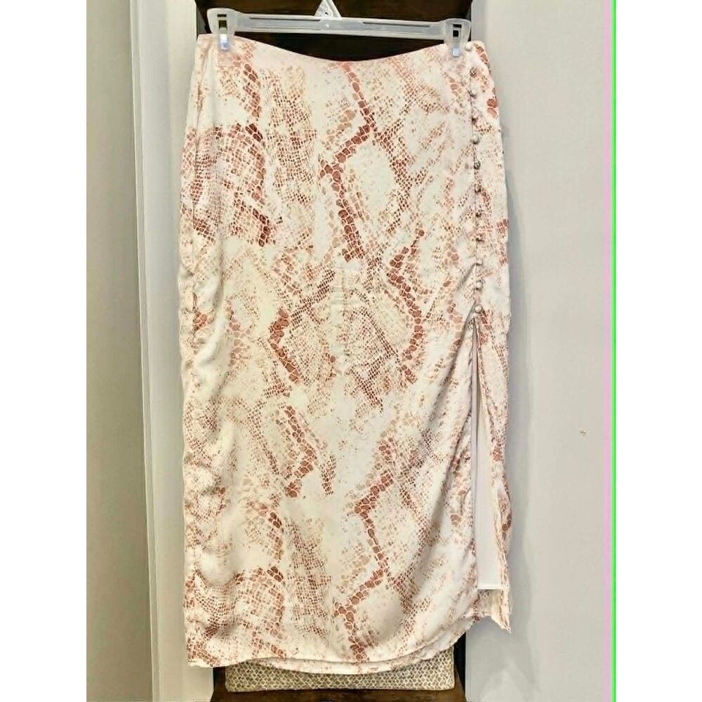 Cupcakes and Cashmere Snake Print Midi Skirt Size 10  Ruched Side Slit